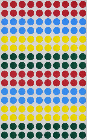 MACO Assorted Primary Round Color Coding Labels, 1/4 Inches in Diameter, 768 Per Box, Red/Blue/Yellow/Green (MR404-A1)
