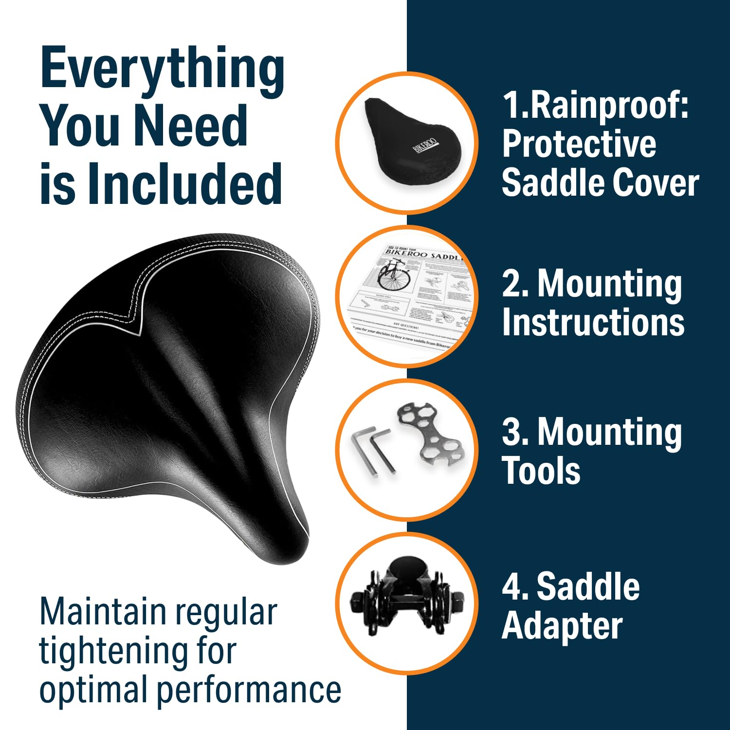 Bikeroo Oversized Bike Seat - Compatible with Peloton, Exercise or Road Bikes - Bicycle Saddle Replacement with Wide Cushion for Men & Womens Comfort