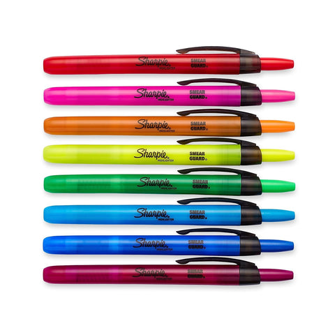 Sharpie 28101 Accent Retractable Highlighters Chisel Tip Assorted Colors 8/Set