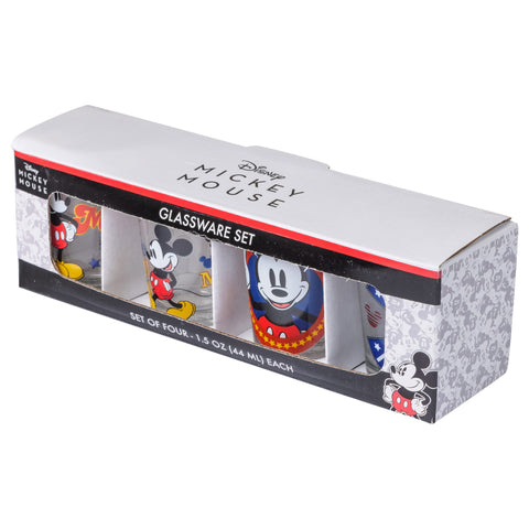 Silver Buffalo Disney Classic Mickey Mouse 4 Pack Mini Glasses, 1.5 Ounces