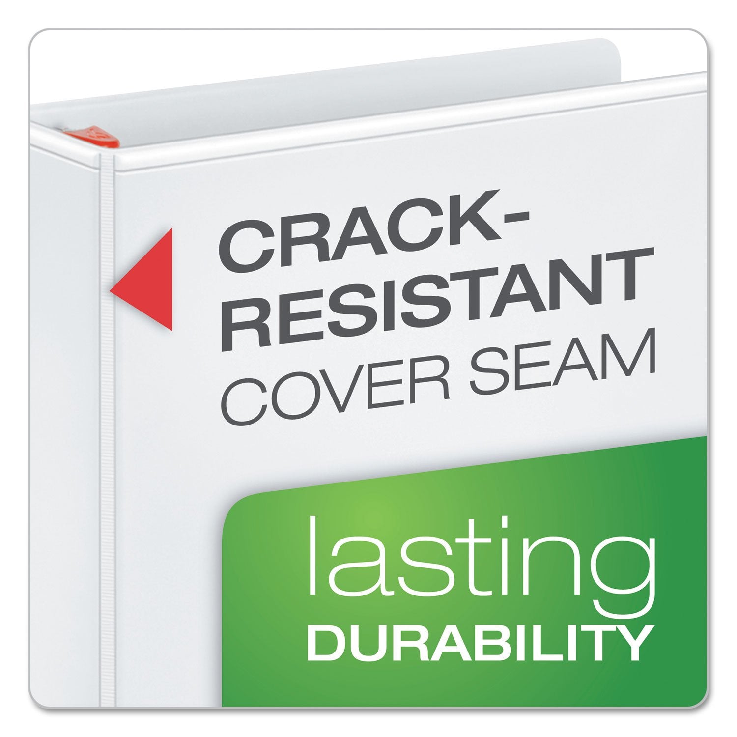 Cardinal 3 Ring Binder, 1.5 Inch Heavy Duty XtraLife Binder, Locking Slant-D Rings, Crack-Resistant Cover & Spine, ClearVue Covers, Holds 375 Sheets, PVC-Free, White (26310)