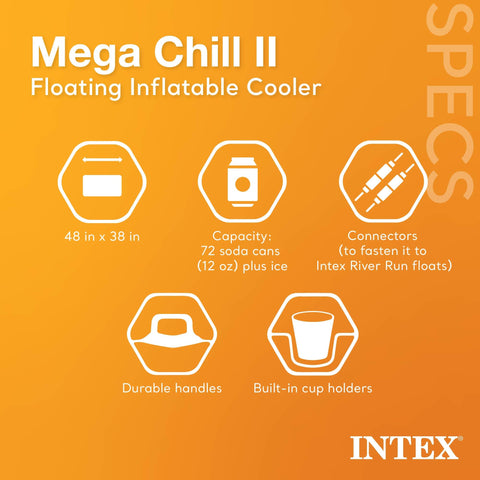 Intex 58821EP Inflatable Mega Chill II 72 Can Beverage Cooler Float w/Lid