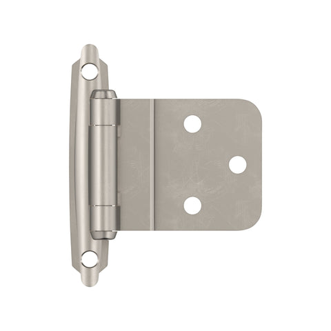 Amerock | Cabinet Hinge | 3/8 inch (10 mm) Inset | Satin Nickel | 2 Pack | Self-Closing | Face Mount | Cabinet Door