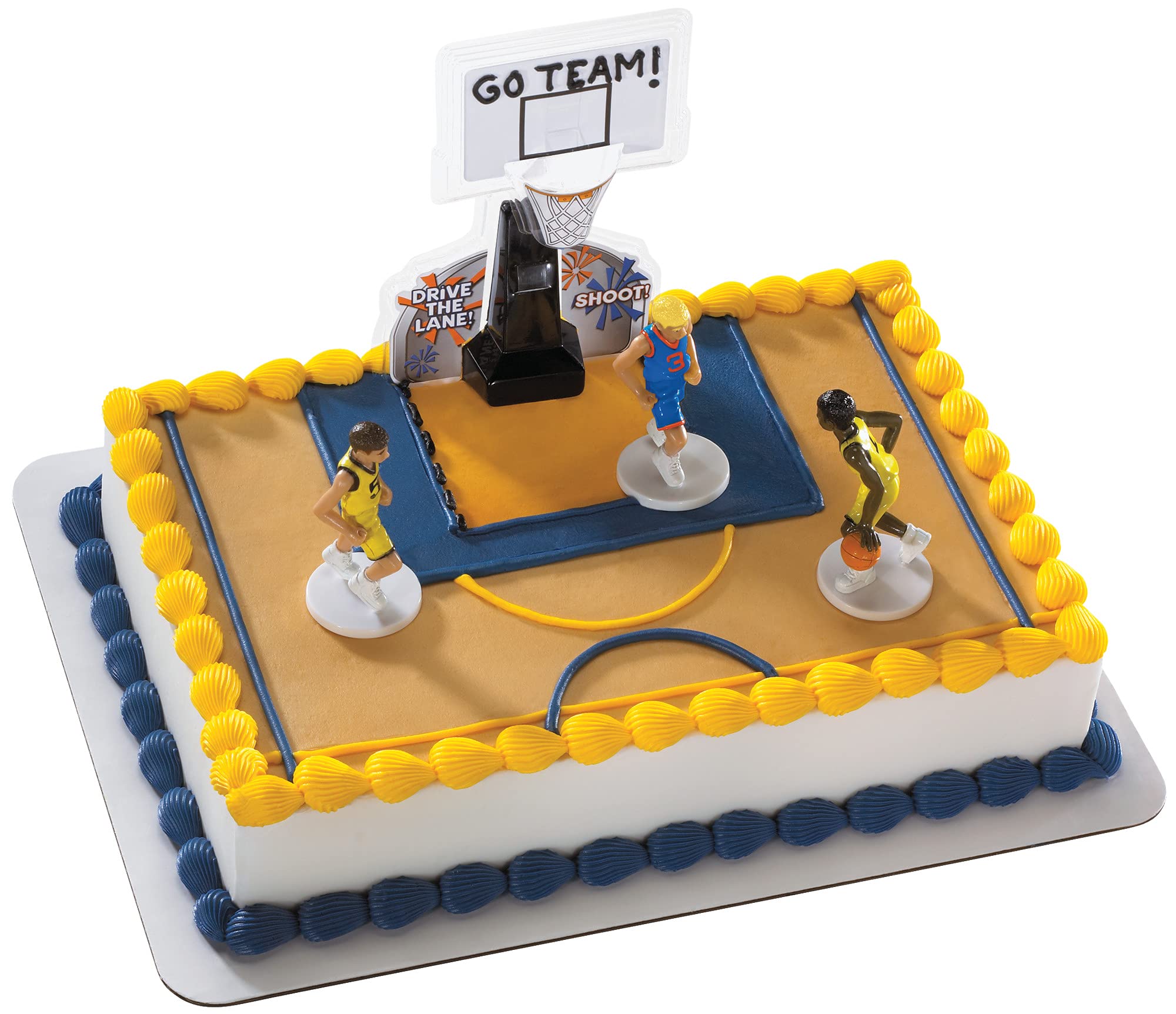 DecoSet® Basketball All Net Cake Topper, 5-Piece Cake Decoration Set, Birthday Decorations with 3 Figurines and Backboard, For All Size and Shape Celebration, Birthday or End of Season Cake