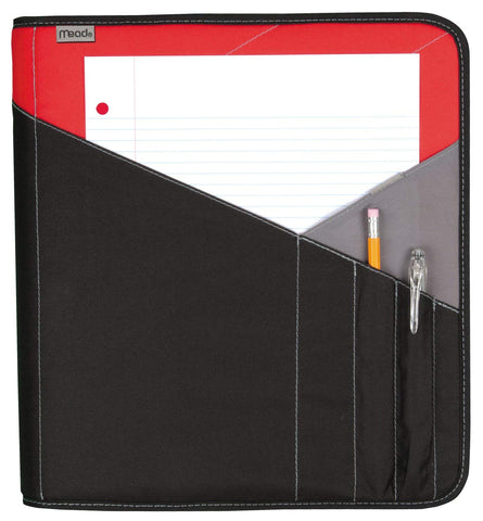 Mead Zipper Binder with Expanding File, 3 Ring Binder, 1-1/2", Red (72196)