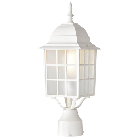 Nuvo Lighting 60/4907 Adams One Light Post Lantern 100 Watt A19 Max. Frosted Glass White Outdoor Fixture