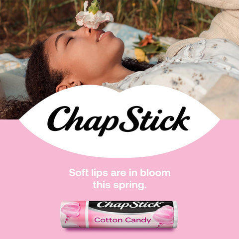 ChapStick Lip Balm, Cotton Candy – Fun & Yummy Moisturizing Lip Care for Dry, Cracked Lips, 0.15 Oz Ea