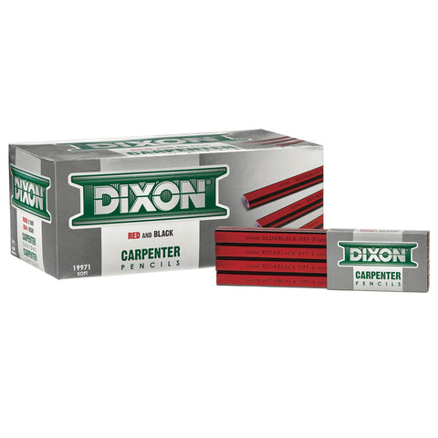 DIXON Industrial Carpenter Pencils, Soft Graphite Core, Red/Black, 7", 12-Pack (19971)