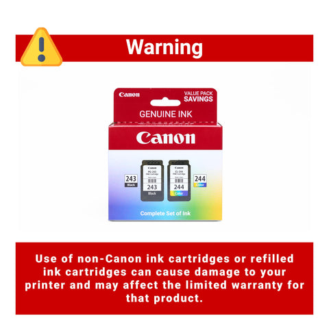Canon PG-243 / CL-244 Genuine Ink Value Pack (2 Cartridges), Compatible with iP2820, MX492, MG2420/2520/2920/2922/2924/3020/2522/2525, TS3120/302/302a/202/4520/3320