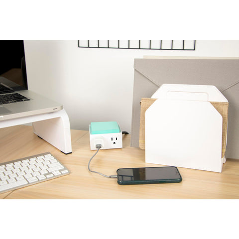 Bostitch Office Konnect Power Hub, Two Outlets Charging Station for Desktop, Shallow Tray Top, White