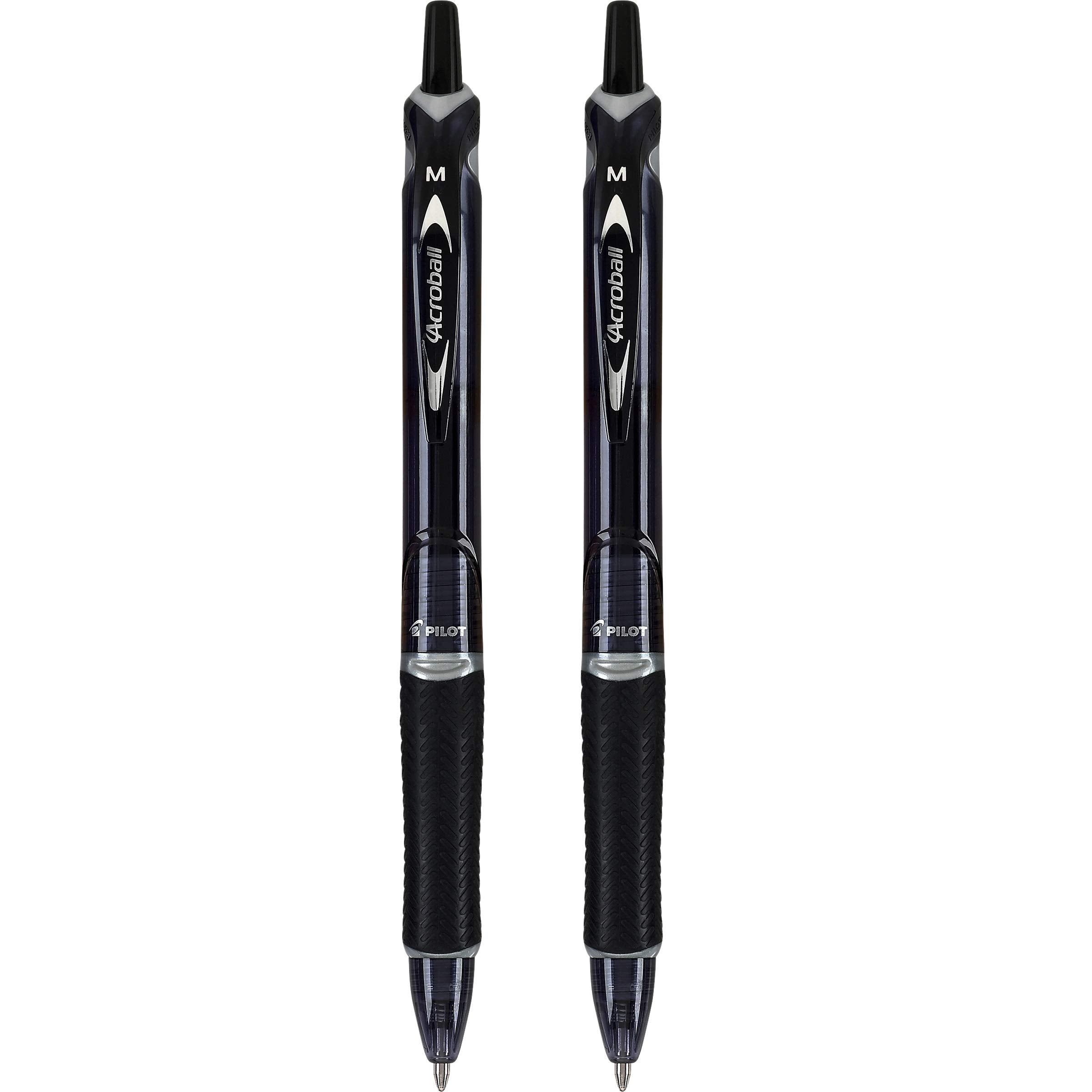PILOT Acroball Colors Advanced Ink Refillable & Retractable Ball Point Pens, Medium Point, Black Ink, 2-Pack (31830)