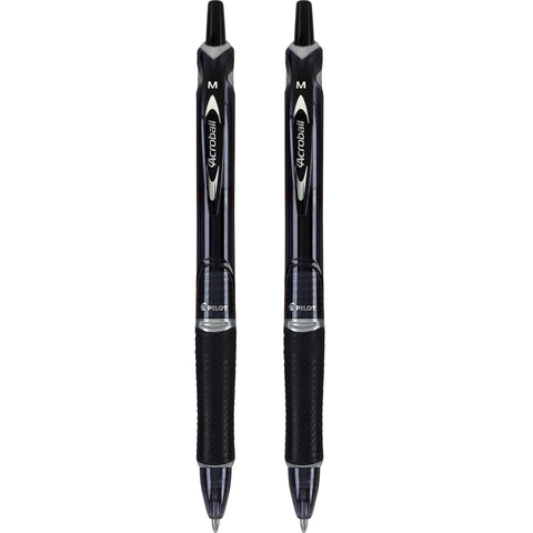 PILOT Acroball Colors Advanced Ink Refillable & Retractable Ball Point Pens, Medium Point, Black Ink, 2-Pack (31830)