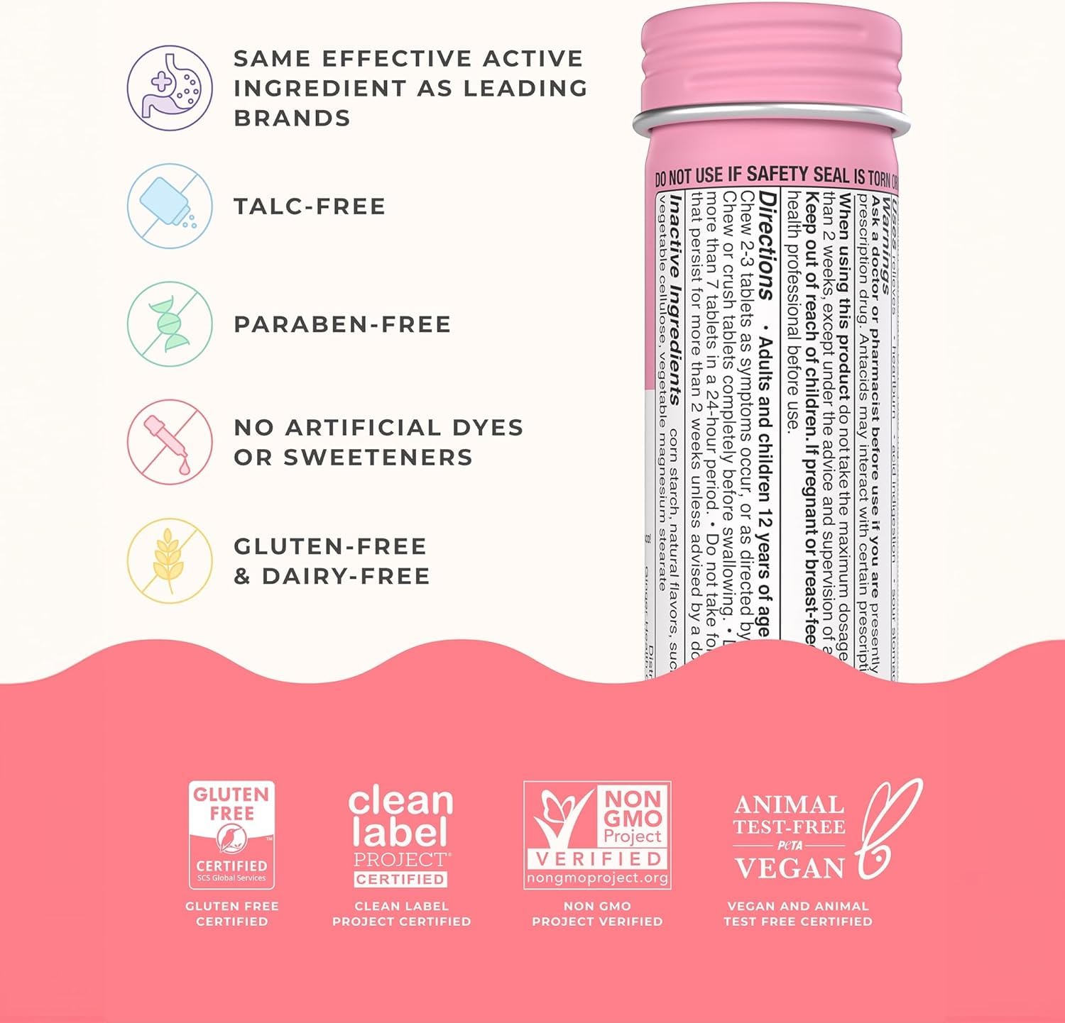 Wonderbelly Antacid, Effective Heartburn & Instant Acid Indigestion Relief, Travel Size Extra Strength Chewable Tablets, 1000 mg Calcium Carbonate, Strawberry Milkshake, 12 Count (Pack of 1)