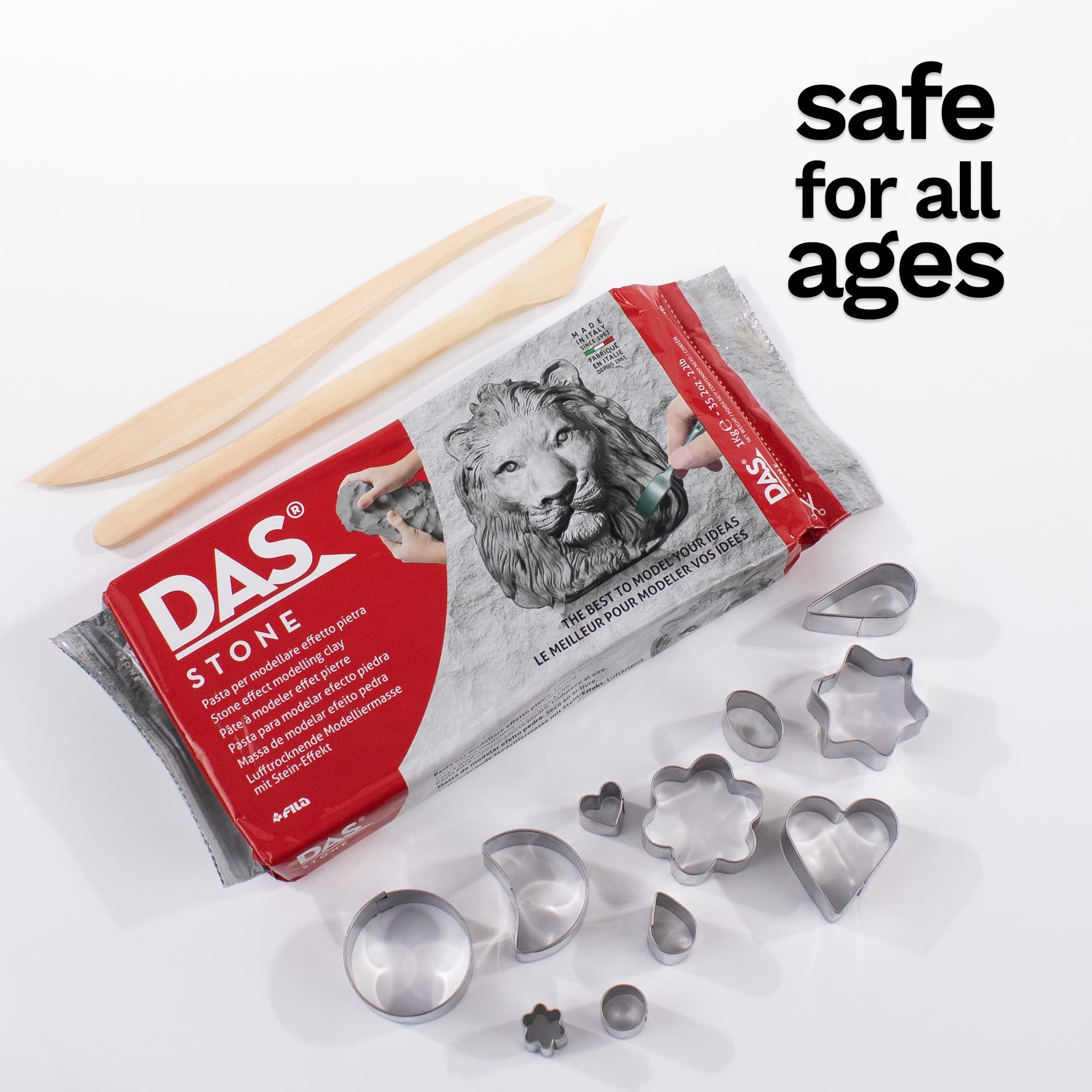 DAS Air-Hardening Modeling Clay - Stone Air Dry Clay 2.2lb Block - Pliable Air Clay for Sculpting and Coating - Introductory Air Dry Modeling Clay for All Ages - Molding Clay for Sculpting and More