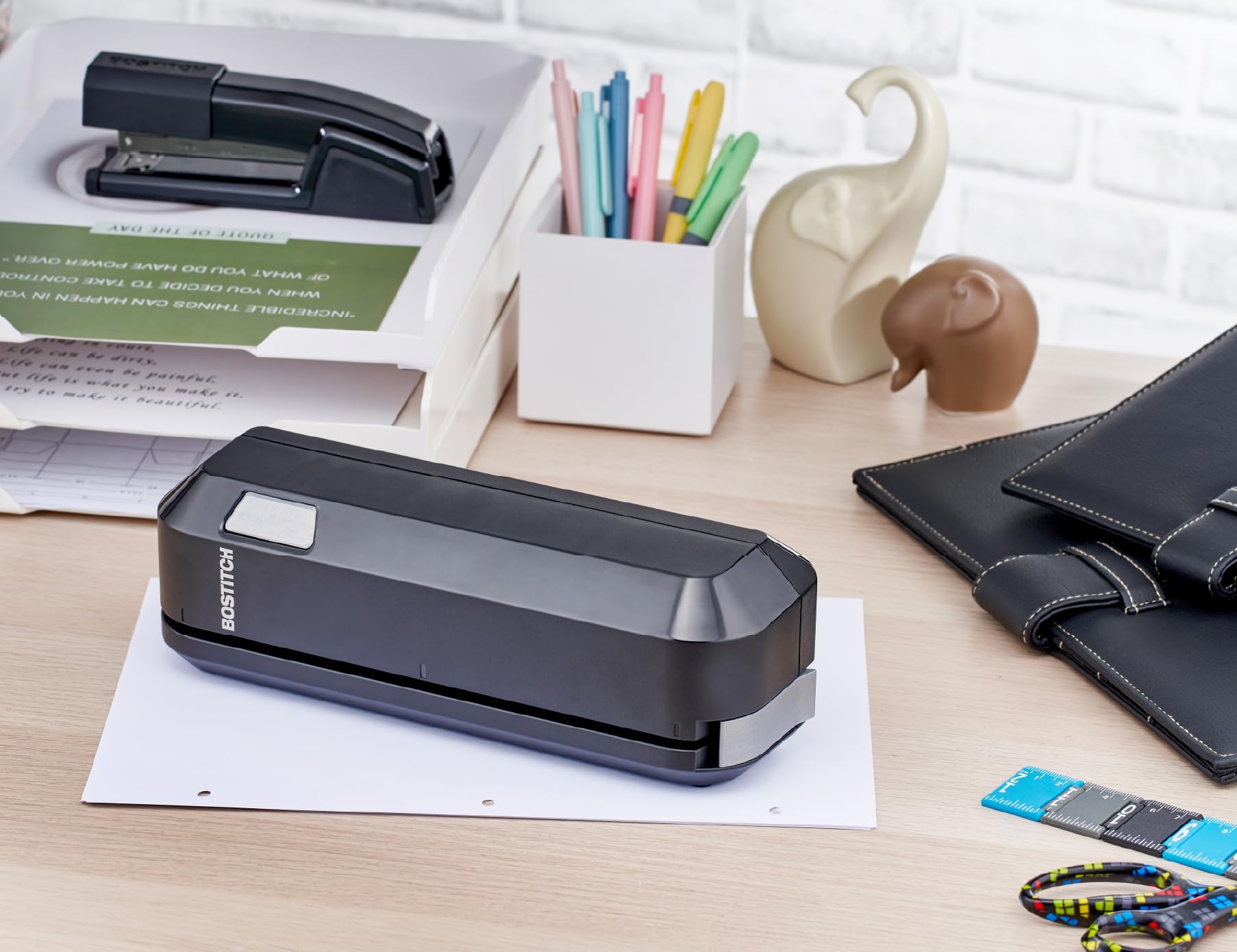 Bostitch Office Electric 3-Hole Punch, Dual Paper Loading, Heavy Duty, Jam-Free 20 Sheet Capacity, AC Adapter or Battery Powered, Space Saving, Black, (EHP20-BLK)