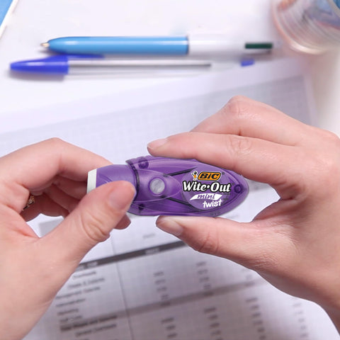 BIC Wite-Out Mini Twist Correction Tape, No Dry Time, Tear Resistant Tape, White, 2-Count