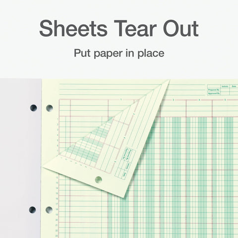 Adams Columnar Analysis Pad, 5 Column Ledger, 8.5" x 11", 100 Pages (50 Sheets), Green, 3 Hole Punch, for Accounting, Bookkeeping & Data (ACP85115)
