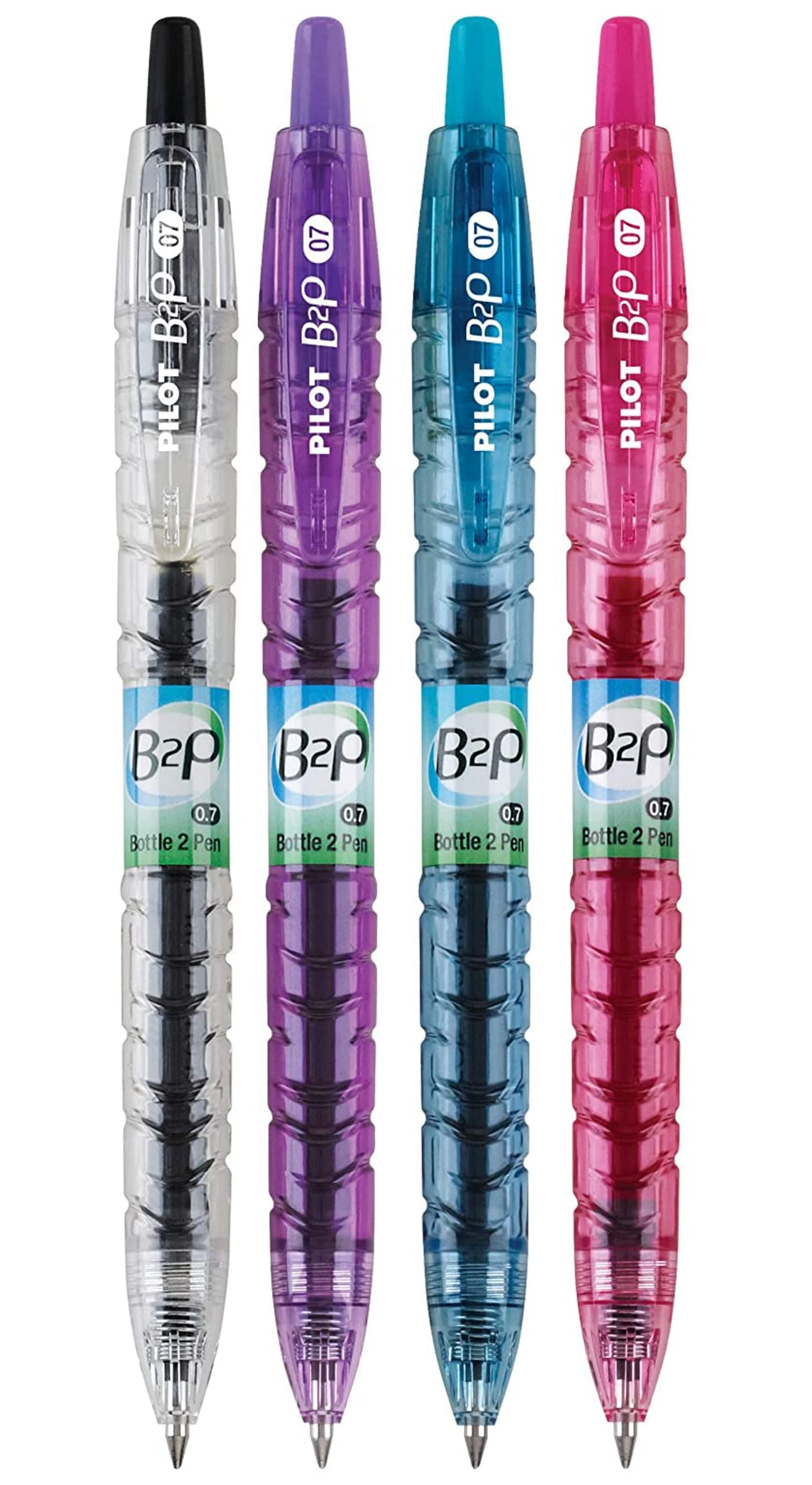 PILOT B2P Colors (New 2020! in retail packaging) - Bottle to Pen Refillable & Retractable Rolling Ball Gel Pen Made From Recycled Bottles, Fine Point, Color G2 Inks, 4-Pack