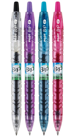 PILOT B2P Colors (New 2020! in retail packaging) - Bottle to Pen Refillable & Retractable Rolling Ball Gel Pen Made From Recycled Bottles, Fine Point, Color G2 Inks, 4-Pack