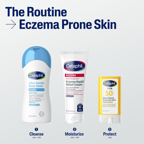 CETAPHIL ECZEMA RESTORADERM FLARE-UP RELIEF CREAM, For Eczema Prone Skin, 8 oz, Barrier Repair, 48 Hour Hydration, 2% Skin Protectant Colloidal Oatmeal, Steroid Free