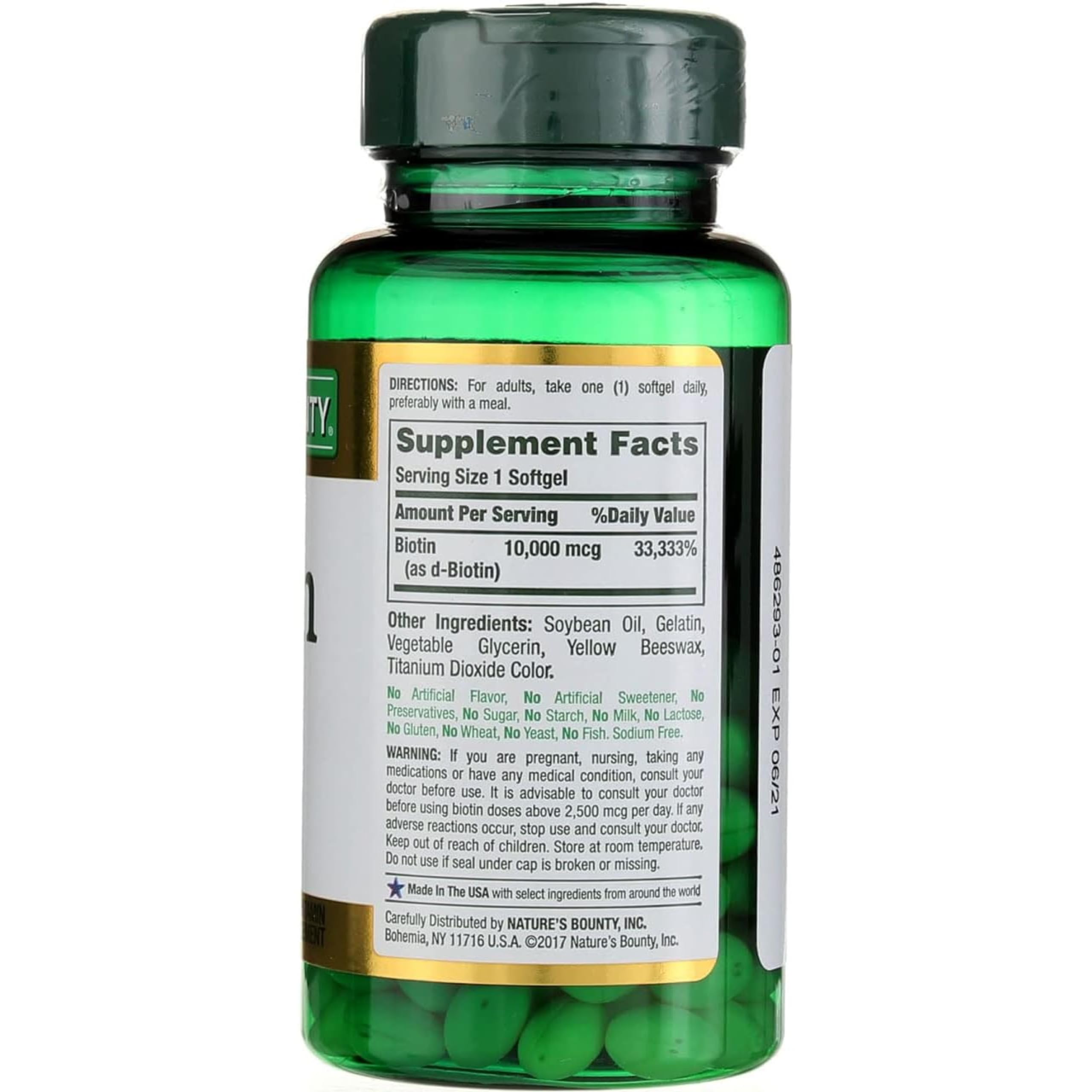 Nature's Bounty Biotin 10000 mcg Ultra Strength - 120 Softgels, Pack of 4