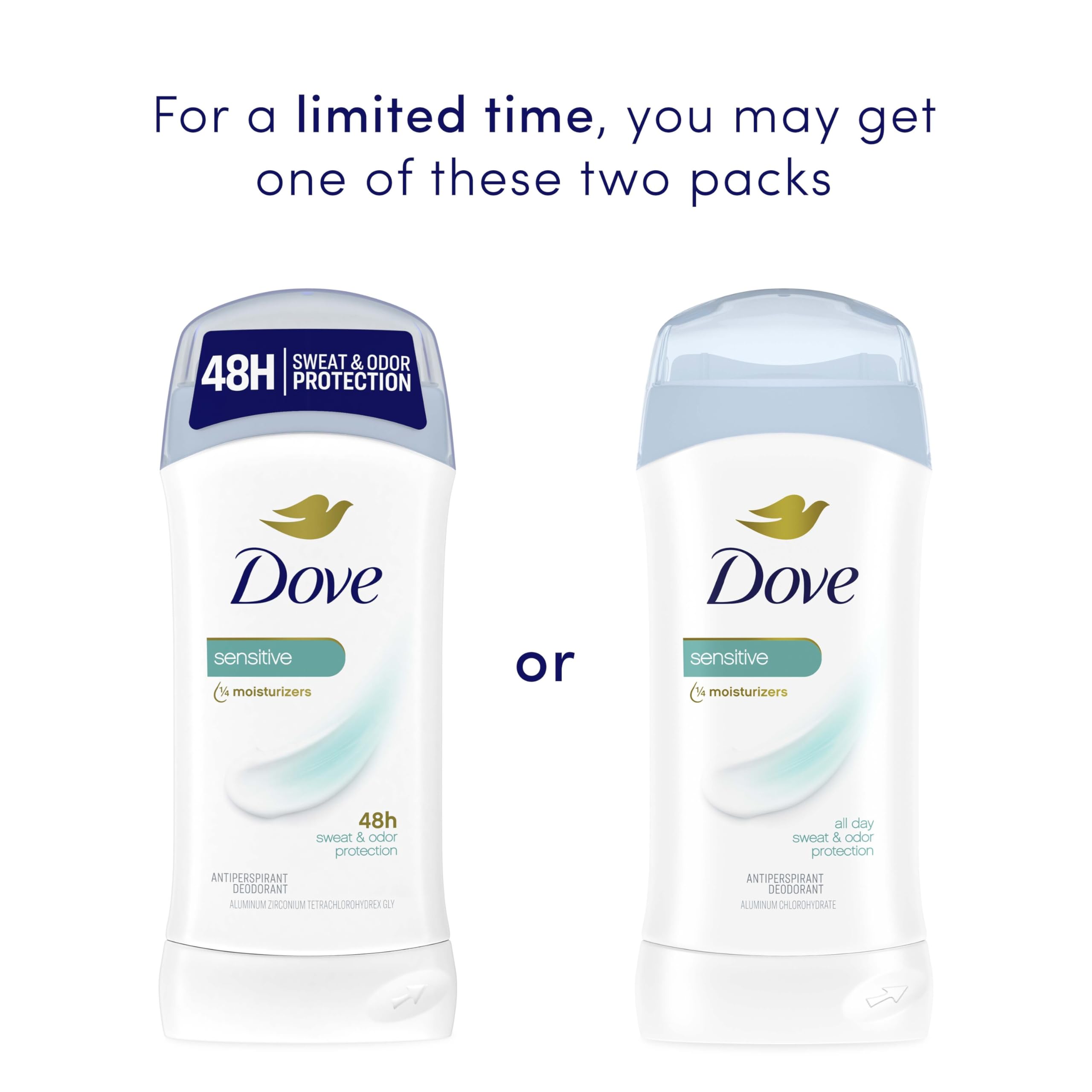Dove Invisible Solid Antiperspirant Deodorant Stick Sensitive for Women, For 48H Underarm Sweat & Odor Protection 2.6 oz