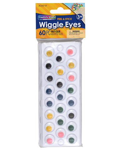 Creativity Street Peel & Stick Wiggle Eyes Assorted Sizes, Painted, 60-Piece (343807)