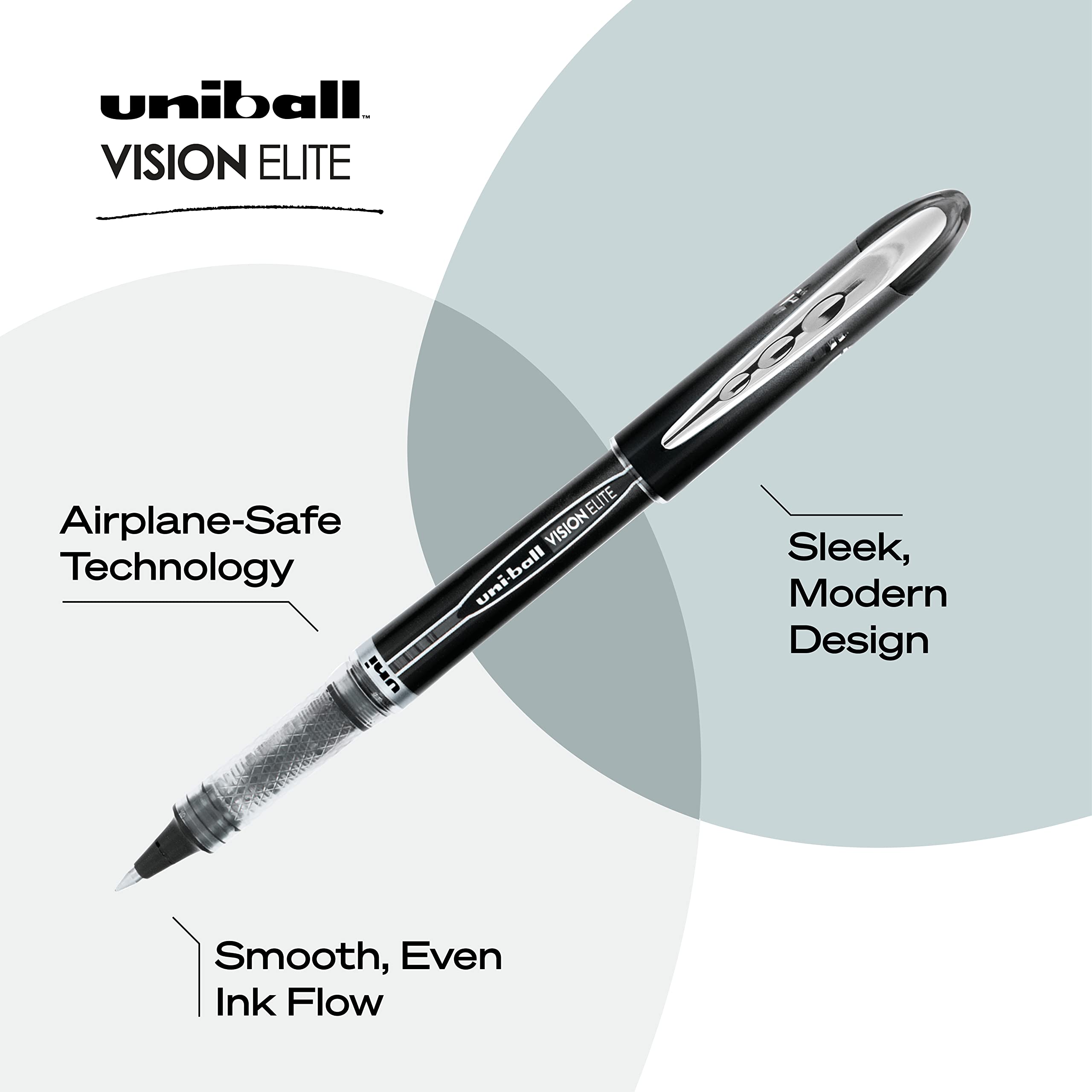 uniball Vision Elite Rollerball Pens, Micro Point (0.5mm), Black, 1 Pack