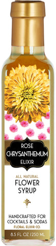 Floral Elixir Co. - All Natural FLOWER Syrup for Cocktails & Sodas, 8.5 oz (Rose Chrysanthemum)