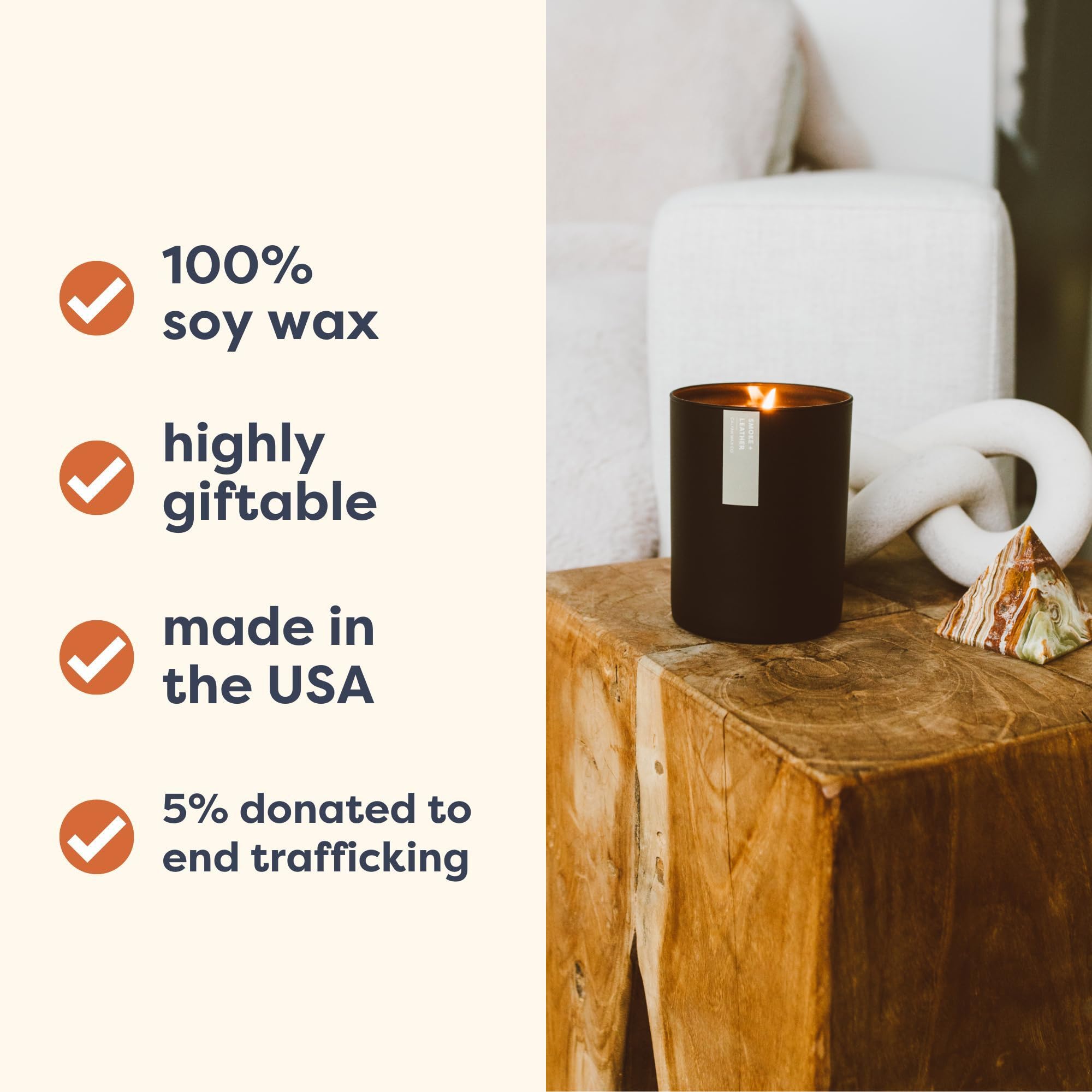 Calyan Wax Co. Lavender & Bergamot Scented Candle - 75 Hour Burn - Luxury Clean Soy Wax Candles - Long Lasting Black Tumbler Jar Candle for Home - 10.2oz