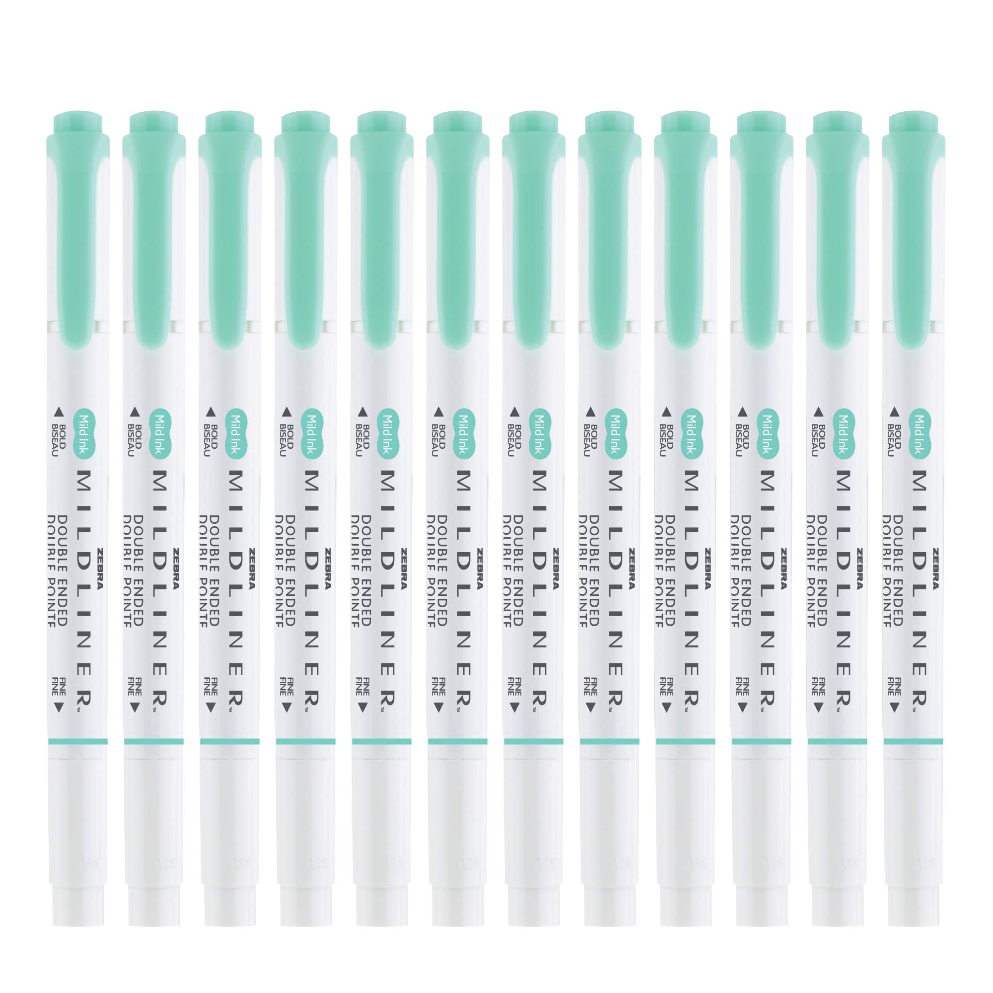 Zebra Pen Mildliner Dual-Tip Highlighters, Broad and Fine Tips, Ideal for Bible Highlighting, No Bleed, School Supplies, Teacher Supplies, and Office Supplies, Mild Blue-Green Ink, 12-Pack (78220upc)