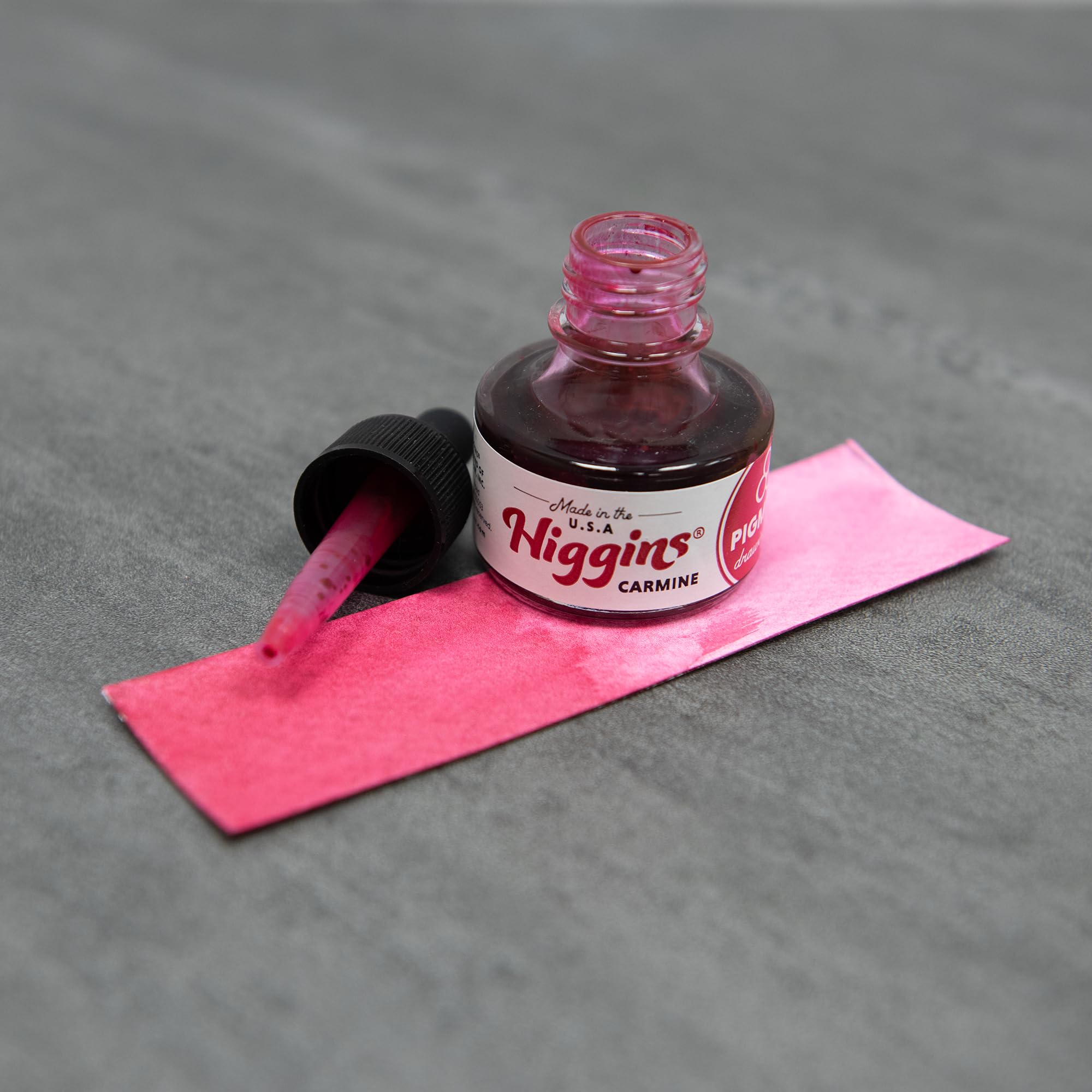 Higgins Carmine Pigmented Drawing Ink - for Artists and Students - 1 oz. Glass Bottle (HIG44655)