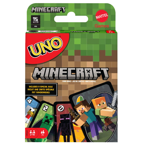 Mattel Games UNO Minecraft Card Game for Kids, Adults, Families & Parties, Deck & Special Rule Inspired by the Video Game, 2 to 10 Players