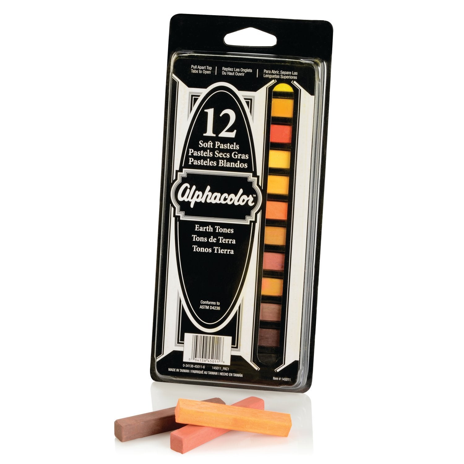 Derwent Alphacolor Soft Square Pastels, Earth Tones, 12 Pastels per Set (145011)