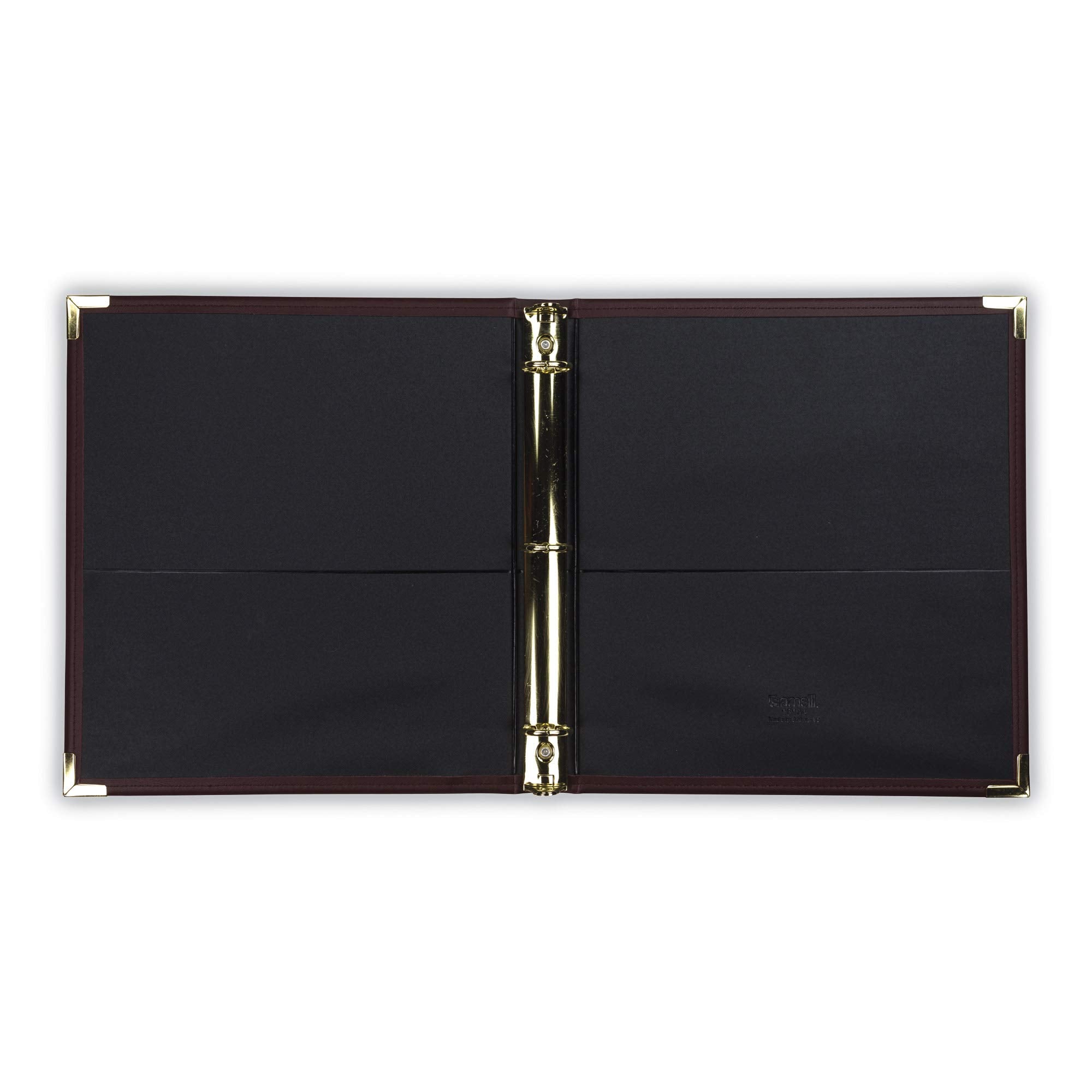 Samsill Classic Collection Leather 3 Ring Binder, Executive Presentation Portfolio, 1.5 Inch (Holds 325 Sheets), Brass Round Ring, Burgundy