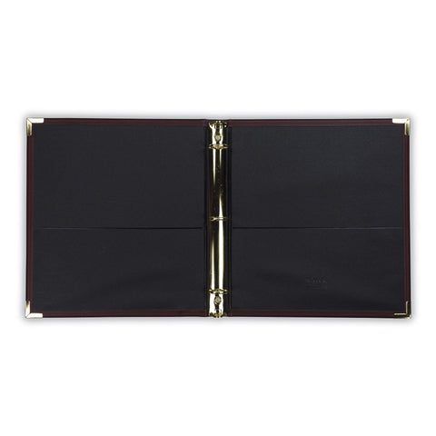 Samsill Classic Collection Leather 3 Ring Binder, Executive Presentation Portfolio, 1.5 Inch (Holds 325 Sheets), Brass Round Ring, Burgundy