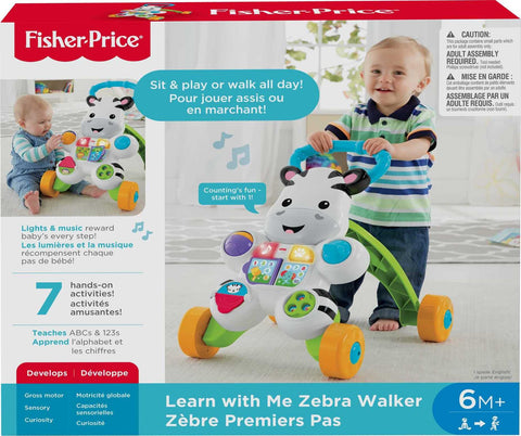 Fisher-Price Baby to Toddler Toy, Learn with Me Zebra Walker with Educational Music Lights & Activities for Infants Ages 6+ Months