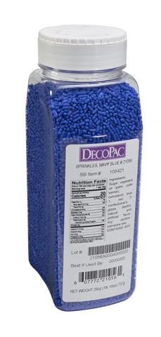 DecoPac Navy Blue Sprinkles | Extra Large 26oz Pack | Cake Sprinkle Mix, Fancy Sprinkles For Cake Decorating, Handheld Container, Candy Sprinkles, Cake Sprinkles - Navy Blue