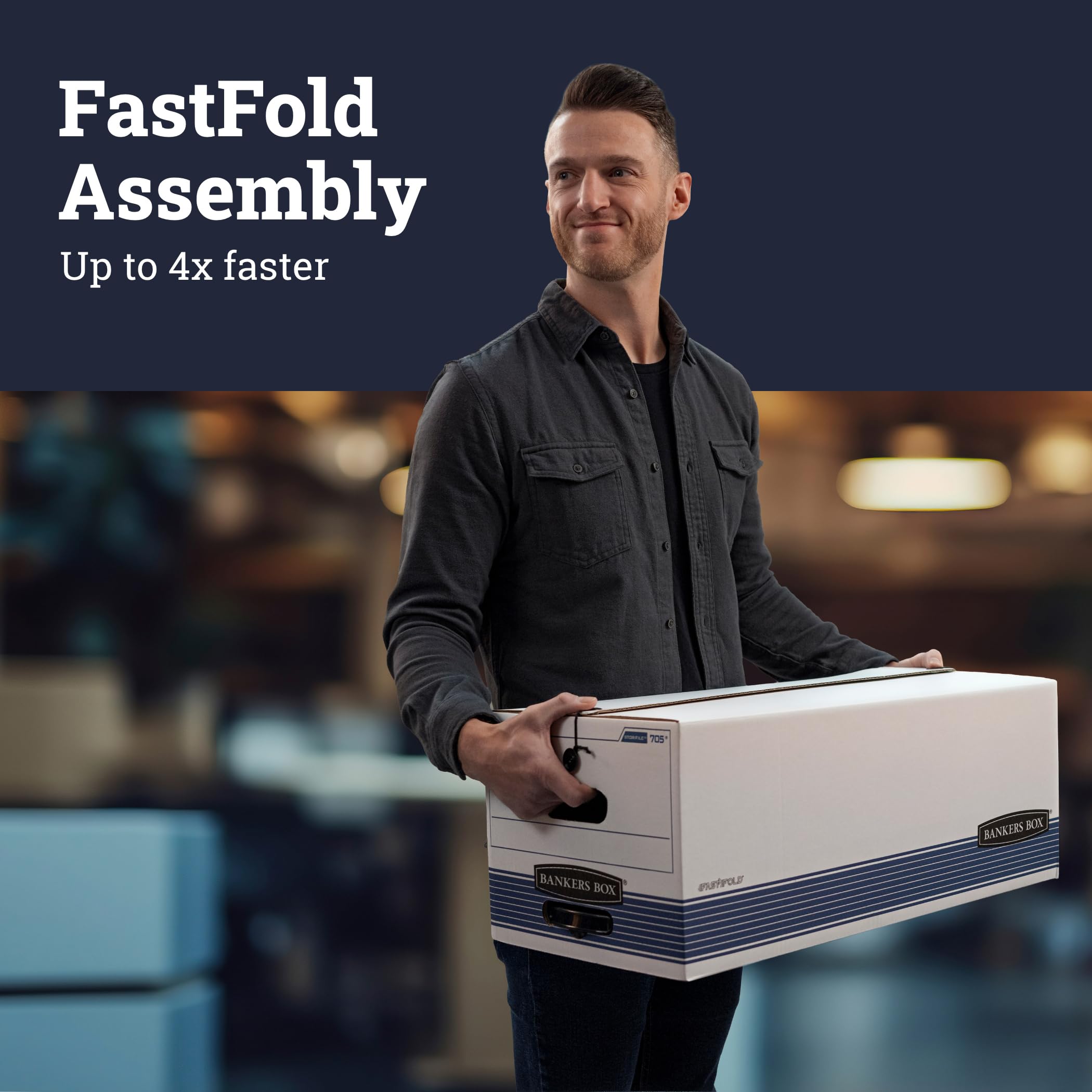 Bankers Box 12-Pack Medium-Duty String & Button File Storage Box, FastFold Assembly, Legal, STOR/FILE, (00705)