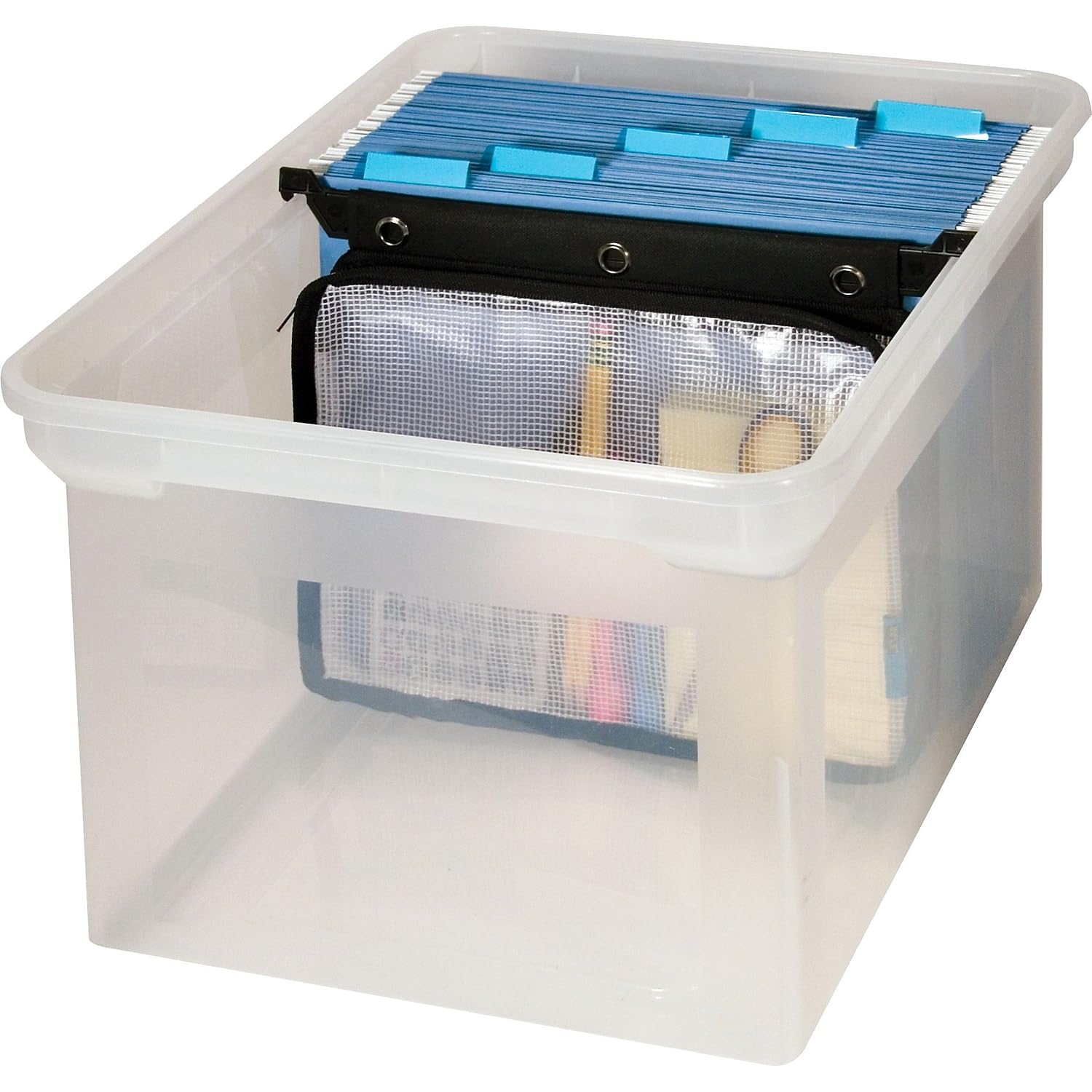 Expanding Zipper Pouch, Clear/Black - 13 in x 11.5 in x 1.25 in