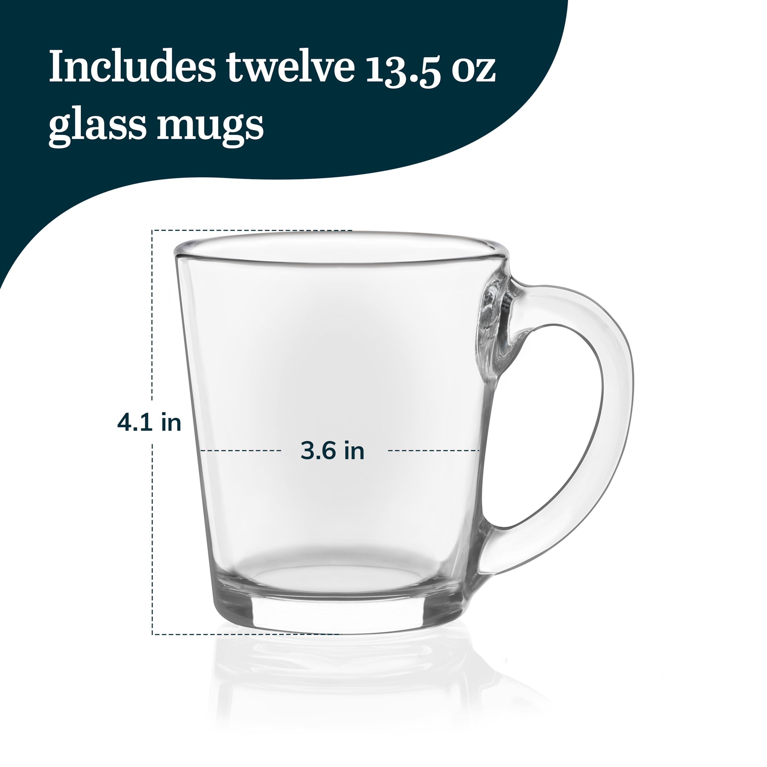 Libbey All-Purpose Glass Mug Set, 13.5-ounce, Set of 12