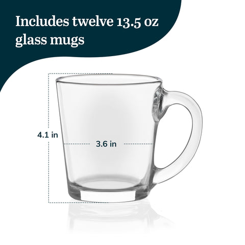 Libbey All-Purpose Glass Mug Set, 13.5-ounce, Set of 12