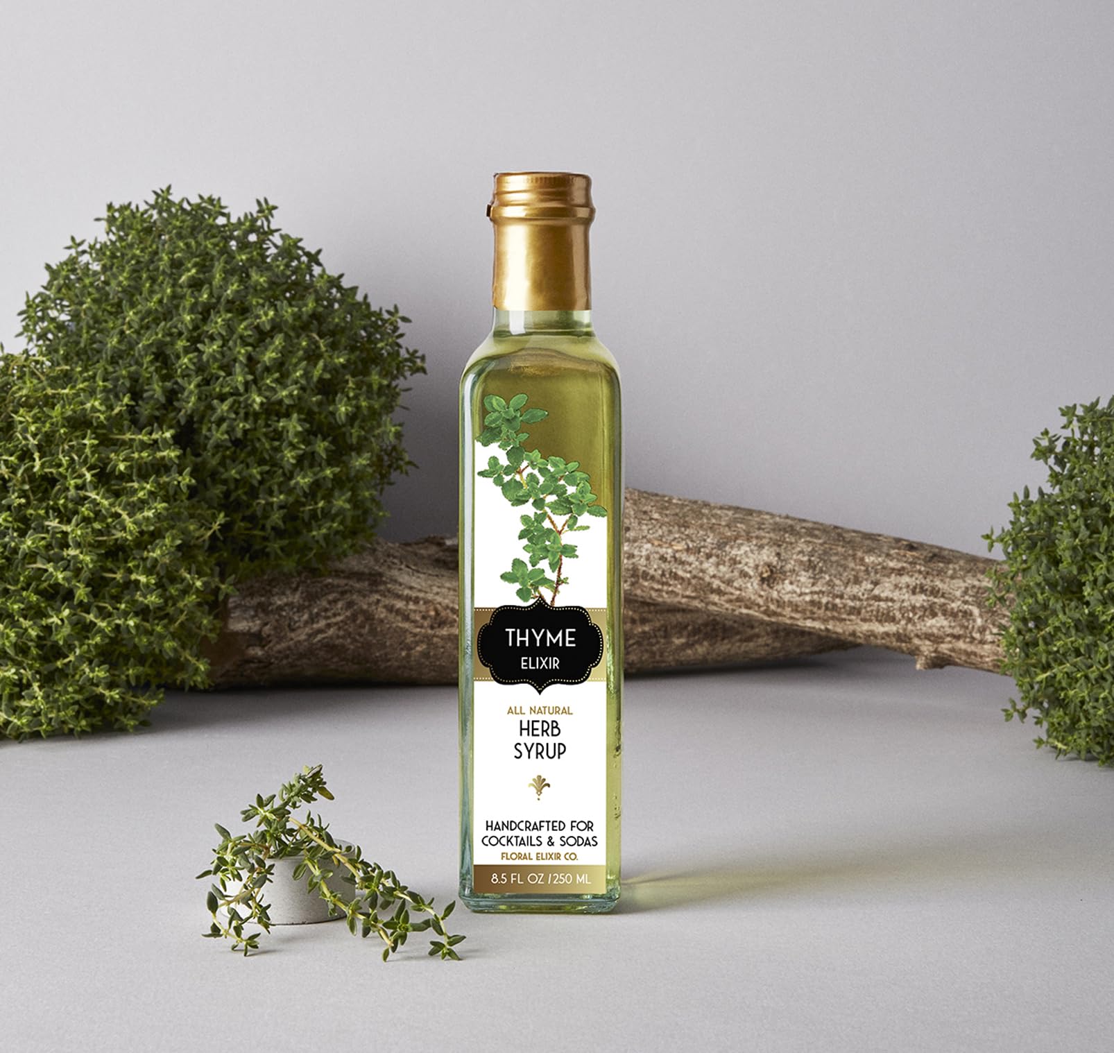 Floral Elixir Co. - All Natural HERB Syrup for Cocktails & Sodas, 8.5 oz (Lemon Thyme)