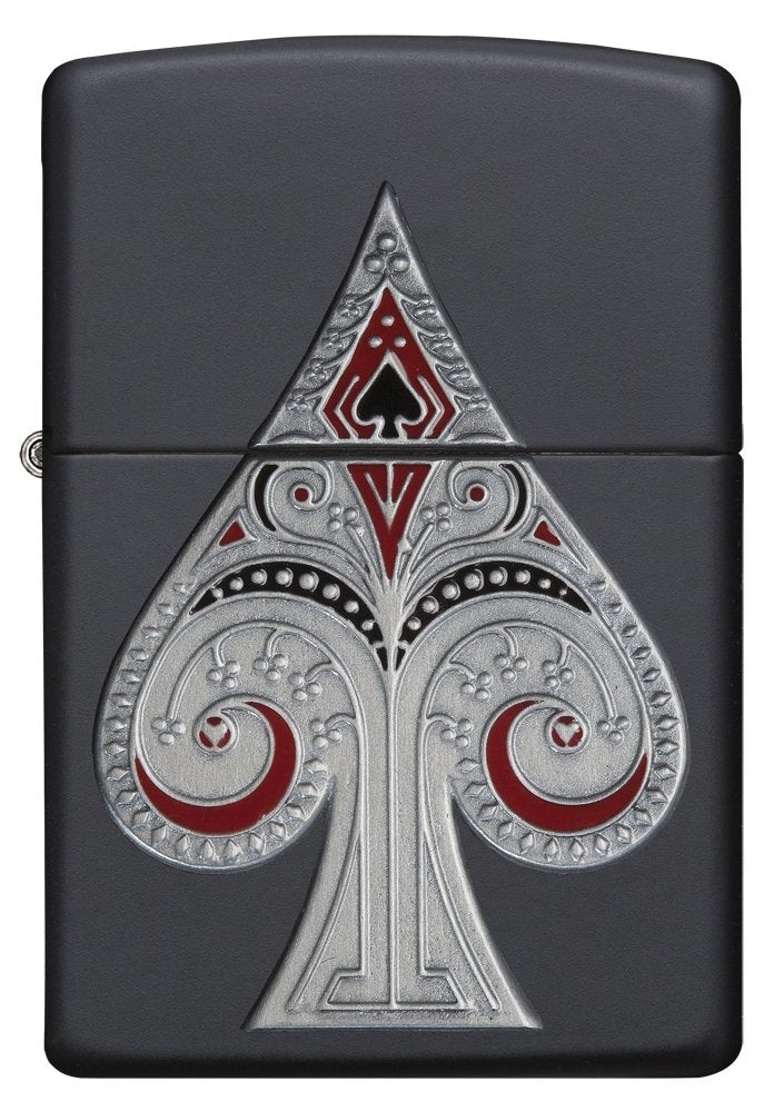 Zippo Spade Pocket Lighter with Emblem, Matte Black