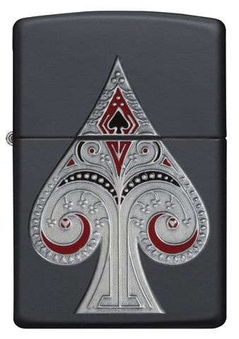 Zippo Spade Pocket Lighter with Emblem, Matte Black