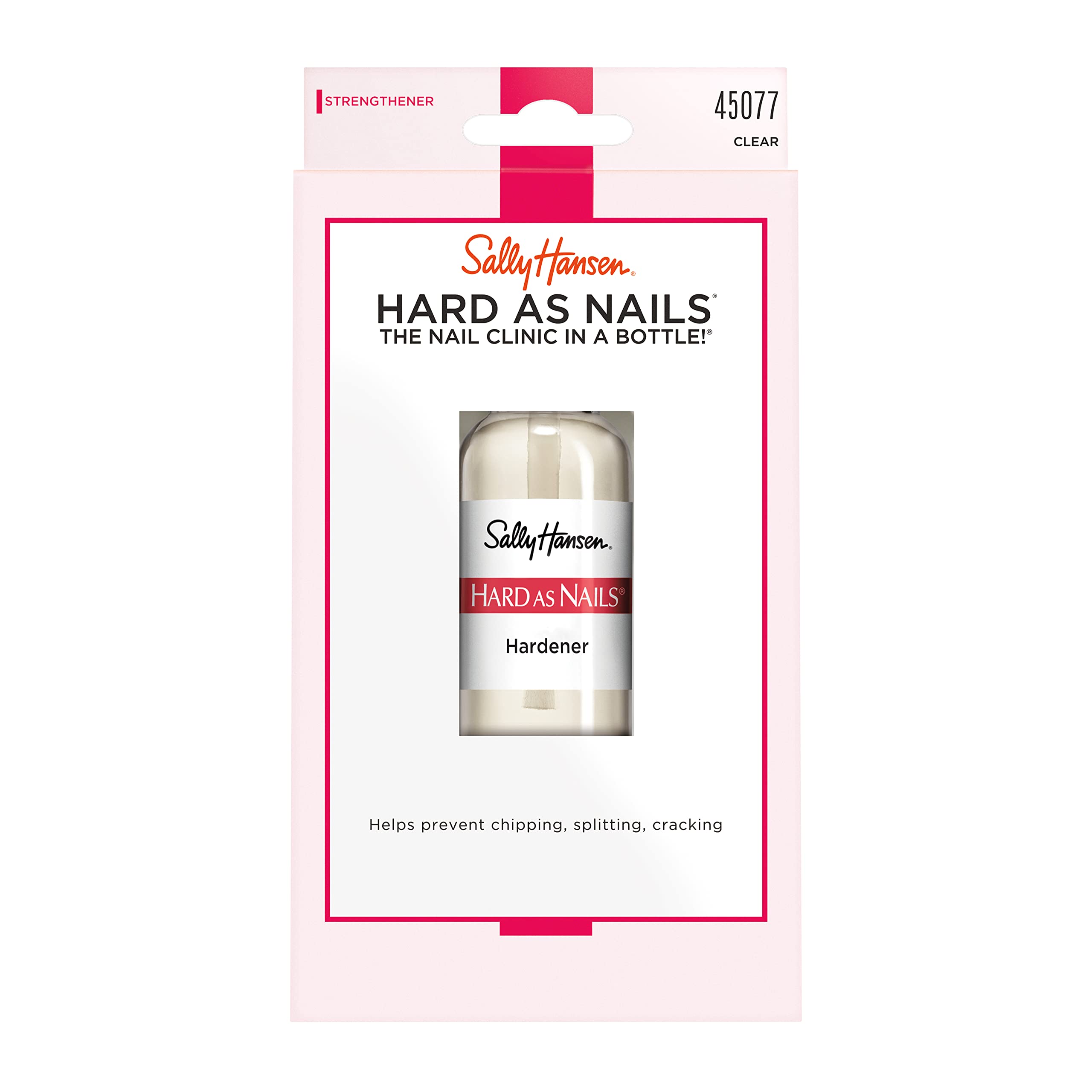 Sally Hansen Hard As Nails® Nail Hardener, Clear, Strengthener, 1 Count, 0.45 Oz , Nail Strengthener, Nail Strengthening Polish