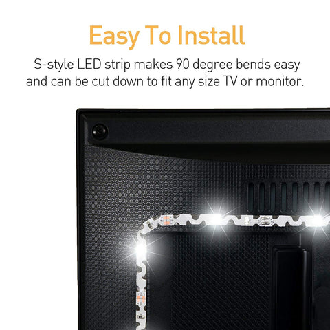 Luminoodle Color Bias Lighting, USB TV and Monitor Backlight LED Strip Lights Kit with Dimmer, Remote - 6.6 ft for 24" to 60" TV - Medium