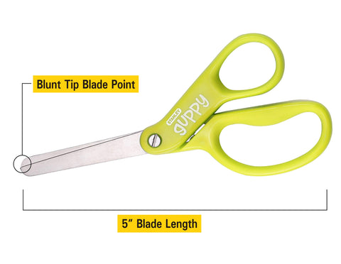 Stanley 5” Kids Scissors, Blunt Tip, Safety, Comfortable, For Left and Right Handed Use, For Office School Student Crafts, Assorted Colors, 2 Pack