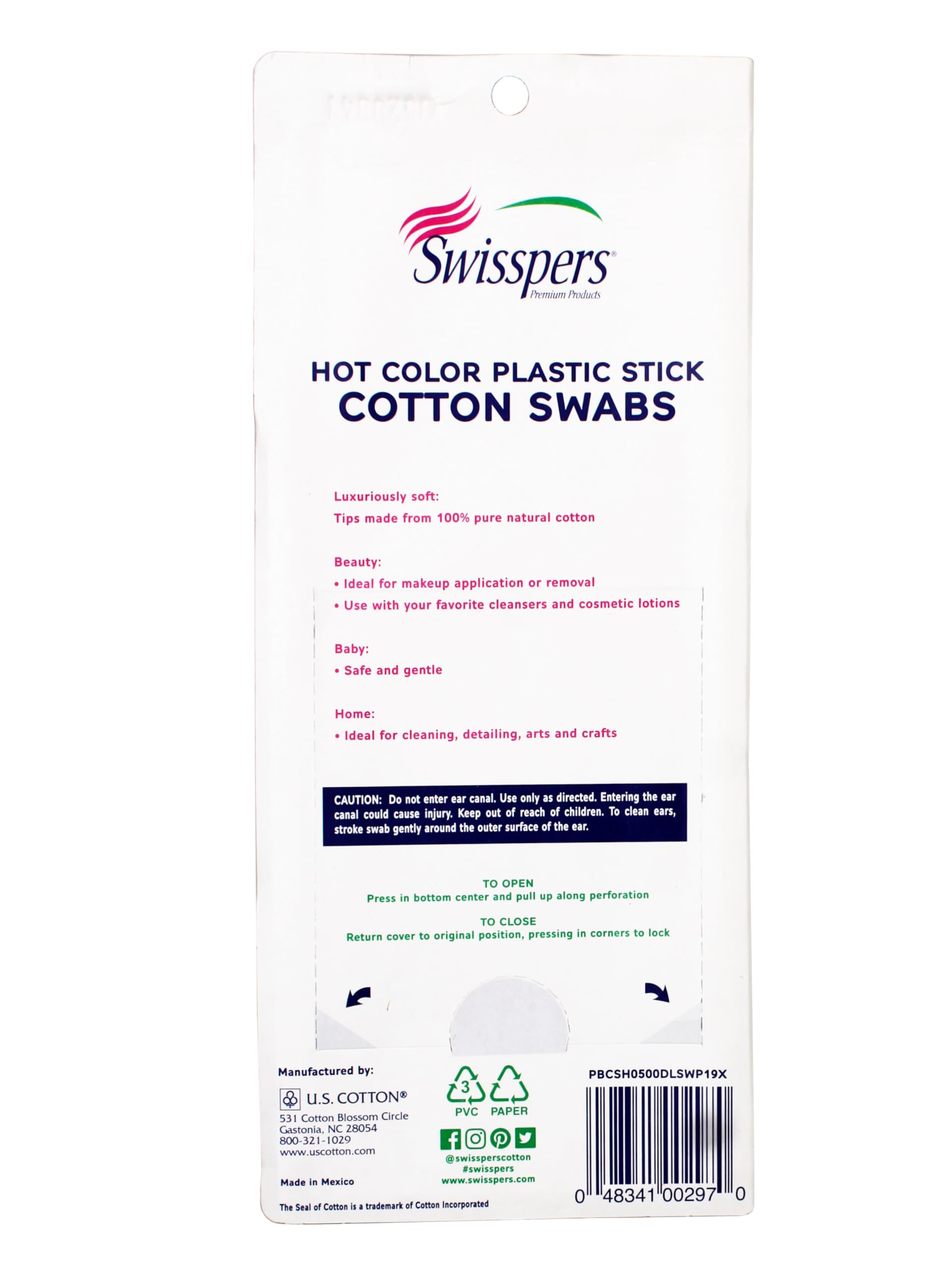Swisspers Hot Colored Swab-500 ct (Color May Vary)