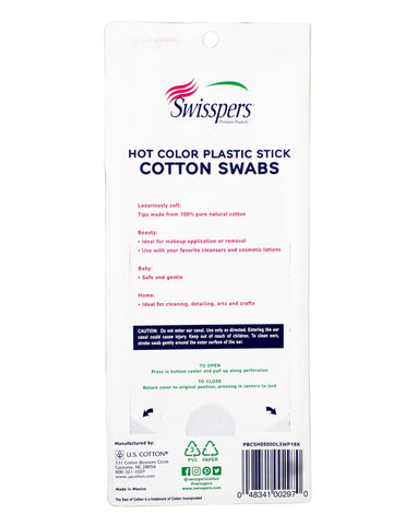 Swisspers Hot Colored Swab-500 ct (Color May Vary)